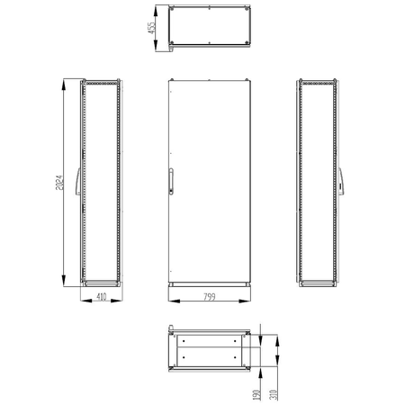 Dulap inseriabil cu 1 usa IP55 I=2000 L=800 A=400 mm