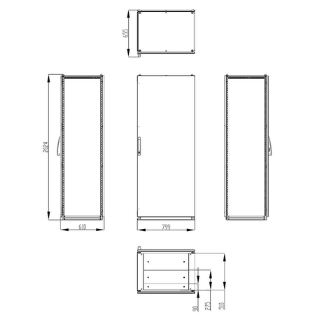 Dulap inseriabil cu 1 usa IP55 I=2000 L=800 A=600 mm