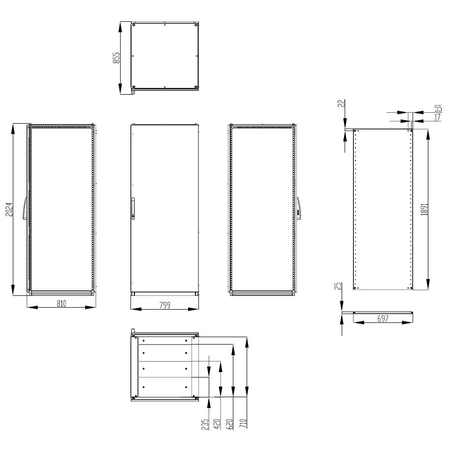 Dulap inseriabil cu 1 usa IP55 I=2000 L=800 A=800 mm