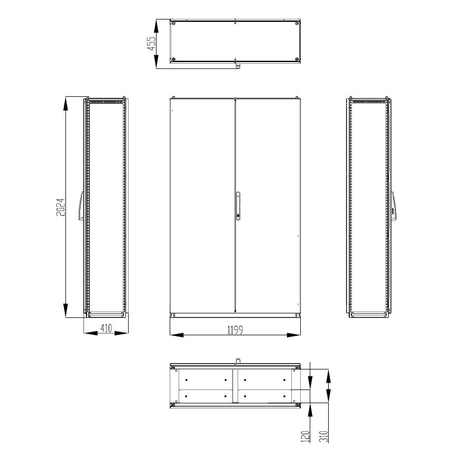 Dulap inseriabil cu 2 usi IP55 I=2000 L=1200 A=400 mm