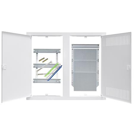 Media combi-enclosure frame and doors, horizontal 3-rows