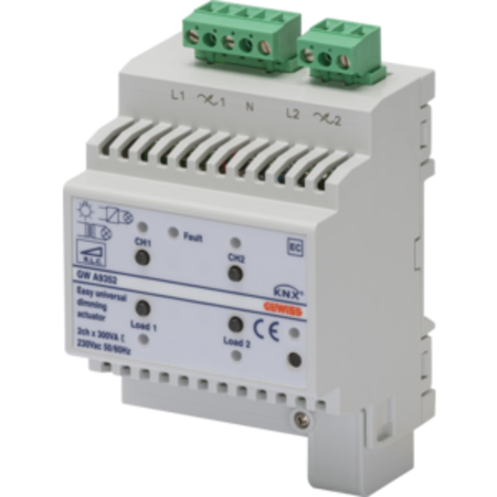 EASY UNIVERSAL DIMMER ACTUATOR - EASY - IP20 - 2 canale - 4 module - montare pe sina omega