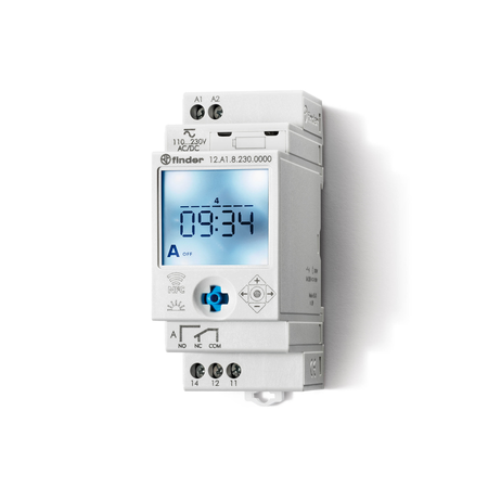 Ceas programabil (programator) - 1 contact, 16 A, Standard, 110...230 V, Saptamanal cu comutație ”Astro”, cu tehnologie NFC, 35.8 mm latime, C.A. (50/60Hz),