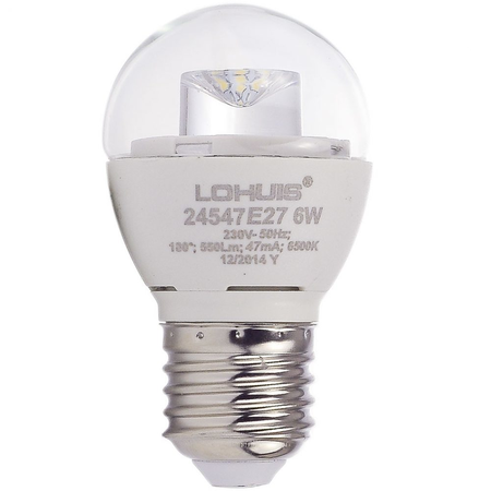 Bec LED LOHUIS, forma glob, E27, 6W, 30000 ore, lumina rece