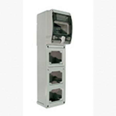 TOPTER WATERTIGHT DISTRIBUTION BOARD WITH TRANSPARENT DOOR FOR 3 FIXED Priza-OUTLETS, IP66