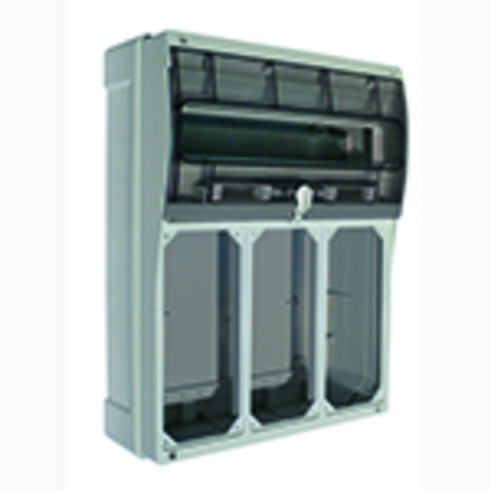 Ter high capacity flanged watertight distribution boards pentru montaj pe perete n.3 interlocked priza-outlets si suport fuzibil base