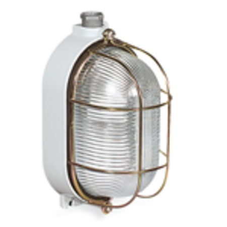 Rino oval lighting fixture in aluminium 60w 1 lampholder e27 inlet 1/2 cage
