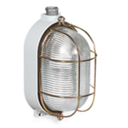 RINO OVAL LIGHTING FIXTURE IN ALUMINIUM 60W 1 LAMPHOLDER E27 INLET 1/2 CAGE