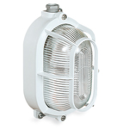 Rino oval lighting fixture in aluminium 60w 1 lampholder e27 inlet 1/2 cage cast