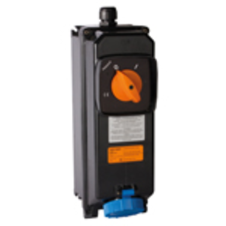 Atex wall-mounting interlocked priza-outlet with fuse-holder base in modular thermosetting enclosure 16a 400v 3p+e 6h ip66