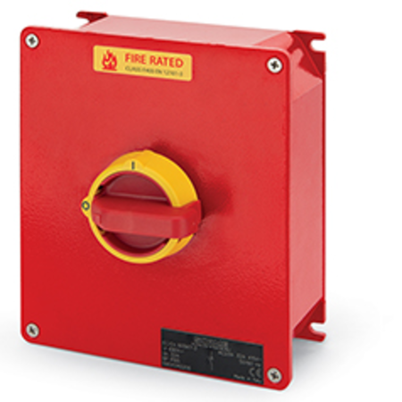 Intrerupator separatorn160A 6P IP65 500x400x200mm IK10 EMERGENCY YELLOW/RED FIRE RATED 1xNA+1xNC