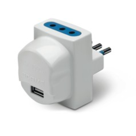 USB ADAPTORn2P+E-10A-(S11) WHITE 2x2P+E-10A-(P11) 1xUSB 5V 2.1A