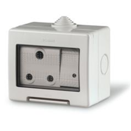 Doza aparenta FOR MODULAR DEV.nIP55 3 MOD. 98x82x66mm 1x15A BRITISH Priza 1x16AX 1W S.P. SWITCH