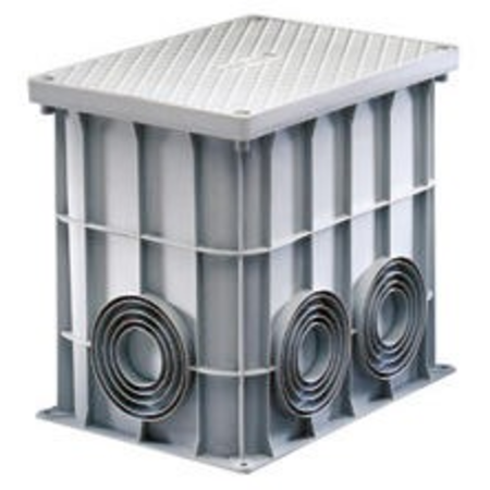 Rectangular acces chamber 360x260x320 - flat semi-pierced base, high resistance cover and 4 stainless steel screws