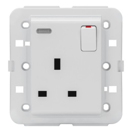 SWITCHED SOCKET-OUTLET - Standard englez - 2P+E 13 A - BACKLIT - WHITE - CProiector HORUS