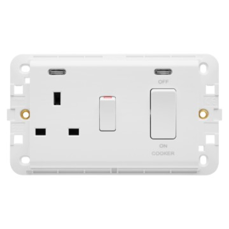 COOKER CONTROL UNIT - 2P 45A / 2P+E 13A - Standard englez - WHITE - CProiector HORUS