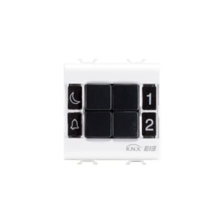 Intrerupator cu revenire panel - 4 channels - 2 module - white - cproiector horus