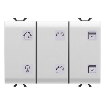 Intrerupator cu revenire panel with interchangeable symbol - with actuator - knx - 6+1 channels - 3 module - white - cproiector horus