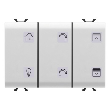 Intrerupator cu revenire PANEL WITH INTERCHANGEABLE SYMBOL - WITH ACTUATOR - KNX - 6+1 CHANNELS - 3 module - WHITE - CProiector HORUS