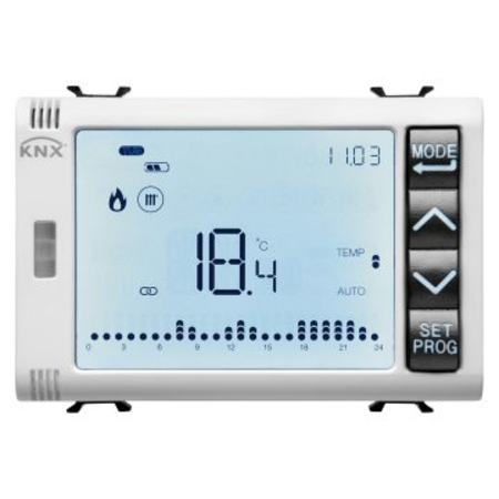 Timed thermostat/programmer with humidity management - knx - 3 module - white - cproiector horus