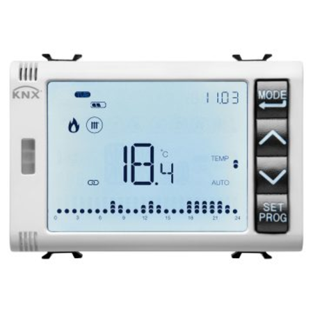 TIMED THERMOSTAT/PROGRAMMER WITH HUMIDITY MANAGEMENT - KNX - 3 module - WHITE - CProiector HORUS