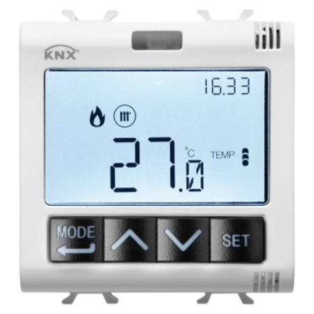 Thermostat with humidity management - knx - 2 module - white - cproiector horus