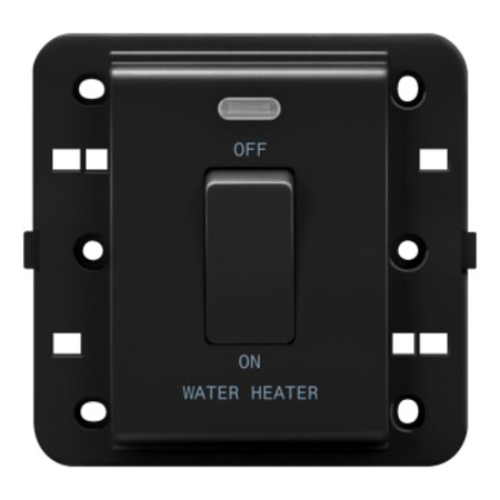 Intrerupator 2p 250v ac - standard englez - 20 a - 1 modul - water heater - black - cproiector horus