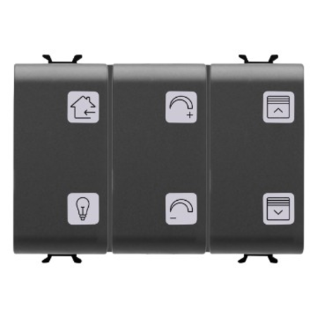 Intrerupator cu revenire panel with interchangeable symbol - knx - 6 channels - 3 module - black - cproiector horus