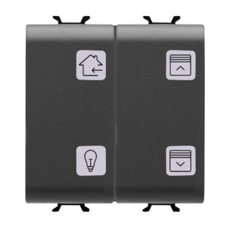 Gewiss Intrerupator cu revenire panel with interchangeable symbol - knx - 4 channels - 2 module - black - cproiector horus