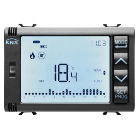 Timed thermostat/programmer with humidity management - knx - 3 module - black - cproiector horus