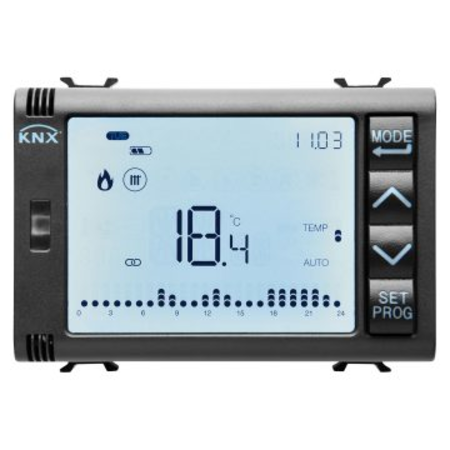 TIMED THERMOSTAT/PROGRAMMER WITH HUMIDITY MANAGEMENT - KNX - 3 module - BLACK - CProiector HORUS