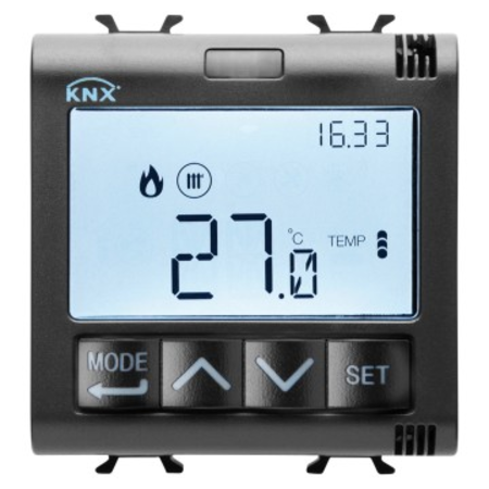 Thermostat with humidity management - knx - 2 module - black - cproiector horus