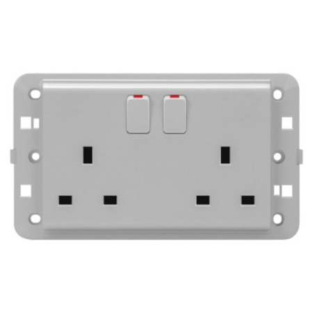 Twin switched socket-outlet - standard englez - 2p+e 13 a - titanium - cproiector horus