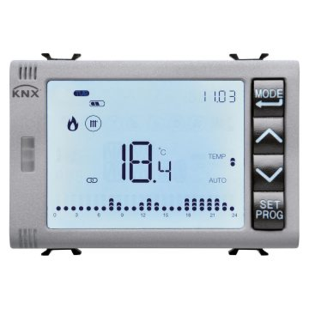 Timed thermostat/programmer with humidity management - knx - 3 module - titanium - cproiector horus