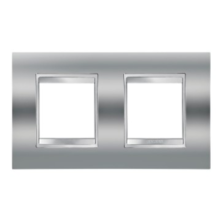 Placa ornament cproiector horus lux international - in metallised technopolymer - 2+2 modul horizontal - chrome - cproiector horus