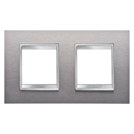 Placa ornament cproiector horus lux international - in metal - 2+2 modul horizontal - brushed stainless steel - cproiector horus