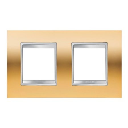 Placa ornament cproiector horus lux international - in metallised technopolymer - 2+2 modul horizontal - gold - cproiector horus