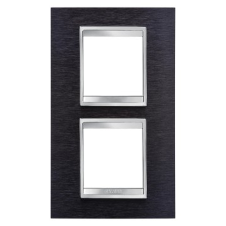 Placa ornament CProiector HORUS LUX international - IN METAL - 2+2 modul VERTICAL CENTRE DISTANCE 71mm - ALUMINIUM BLACK - CProiector HORUS