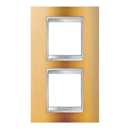 Placa ornament cproiector horus lux international - in metallised technopolymer - 2+2 modul vertical centre distance 71mm - gold - cproiector horus