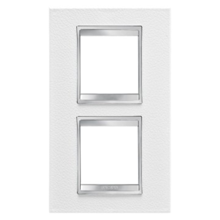 Placa ornament CProiector HORUS LUX international - IN TECHNOPOLYMER LEATHER FINISHING - 2+2 modul VERTICAL CENTRE DISTANCE 71mm - WHITE - CProiector HORUS