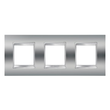 Placa ornament cproiector horus lux international - in metallised technopolymer - 2+2+2 modul horizontal - chrome - cproiector horus