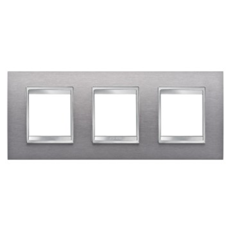 Placa ornament CProiector HORUS LUX international - IN METAL - 2+2+2 modul HORIZONTAL - BRUSHED STAINLESS STEEL - CProiector HORUS