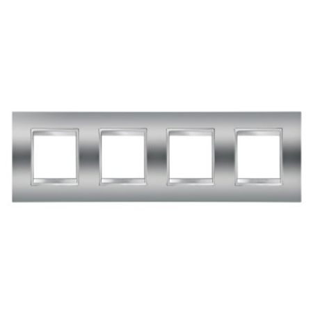 Placa ornament cproiector horus lux international - in metallised technopolymer - 2+2+2+2 modul horizontal - chrome - cproiector horus