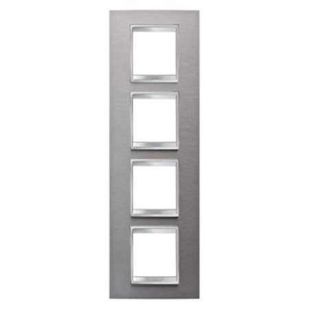 Placa ornament CProiector HORUS LUX international - IN METAL - 2+2+2+2 modul VERTICAL - BRUSHED STAINLESS STEEL - CProiector HORUS