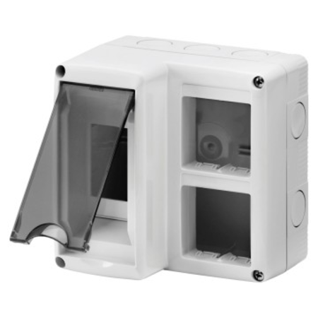 Protected enclosure for combined installation of modular devices din and system - 2 din module - 4 system module - module 2x2 - ip40 - grey ral 7035