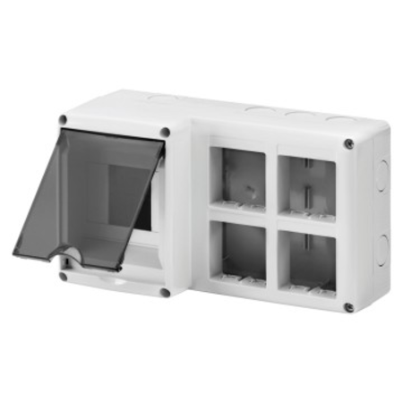 Protected enclosure for combined installation of modular devices din and system - 4 din module - 8 system module - module 2x4 - ip40 - grey ral 7035