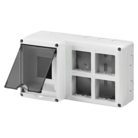 PROTECTED ENCLOSURE FOR COMBINED INSTALLATION OF MODULAR DEVICES DIN AND SYSTEM - 4 DIN module - 8 SYSTEM module - MODULE 2X4 - IP40 - GREY RAL 7035