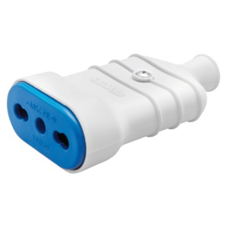 Portable socket-outlet - italian standard - 2p+e 10/16a 250v ac - type p17 dual amperage - white