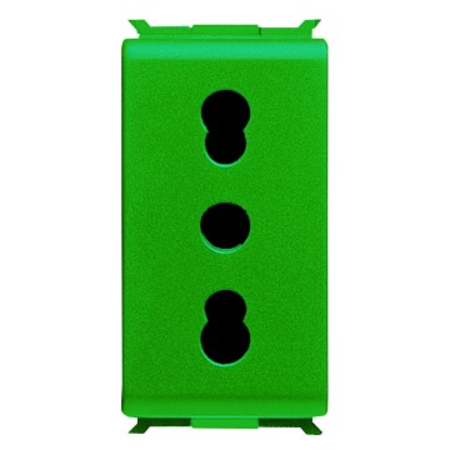 Italian standard socket-outlet 250v ac - for dedicated lines - 2p+e 16a dual amperage - p17-11 - 1 modul - green - playbus