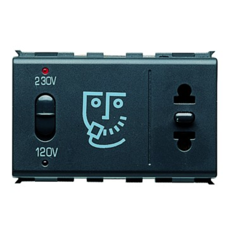 EUROPEAN/AMERICAN STANDARD SHAVER SOCKET-OUTLET - INSULATION TRANSFORMER - 230V 50/60Hz - 3 module - PLAYBUS